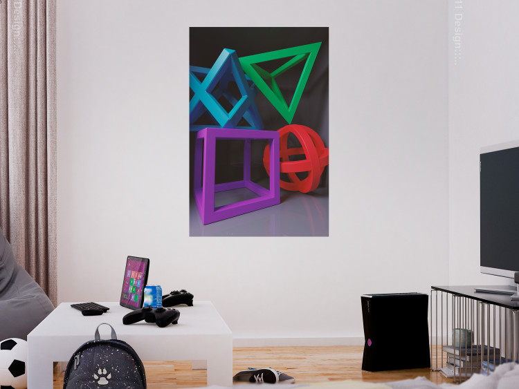 Poster Intertwined Symbols - colorful geometric figures mimicking a 3D effect 135168 additionalImage 22