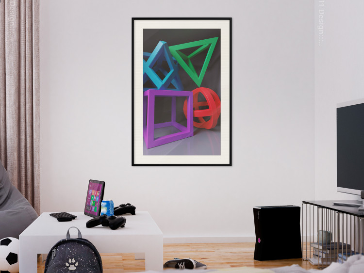 Poster Intertwined Symbols - colorful geometric figures mimicking a 3D effect 135168 additionalImage 25