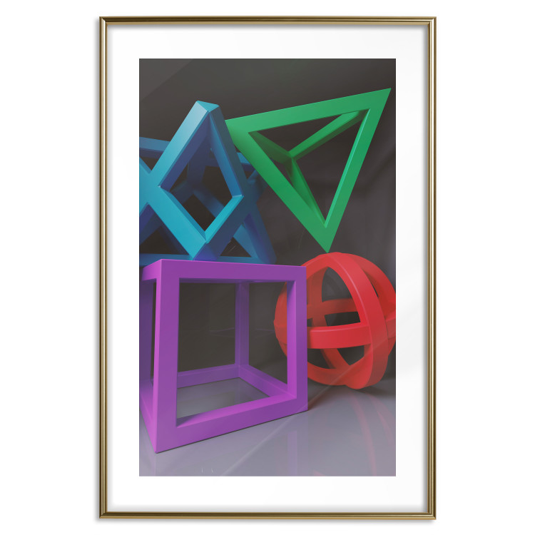 Poster Intertwined Symbols - colorful geometric figures mimicking a 3D effect 135168 additionalImage 13