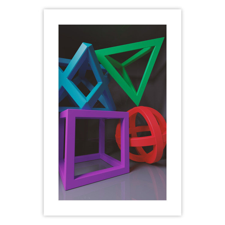 Poster Intertwined Symbols - colorful geometric figures mimicking a 3D effect 135168 additionalImage 13