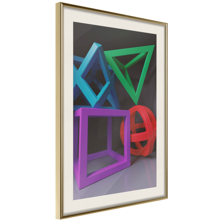 Poster Intertwined Symbols - colorful geometric figures mimicking a 3D effect 135168 additionalImage 3