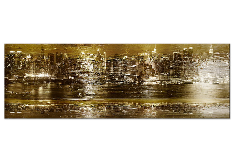 Canvas Print Golden city architecture - abstraction with imitation texture 135968