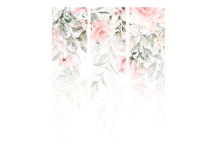Room Divider Screen Rose Waterfall - First Variant (3-piece) - Flowers amidst plants 136168 additionalImage 3
