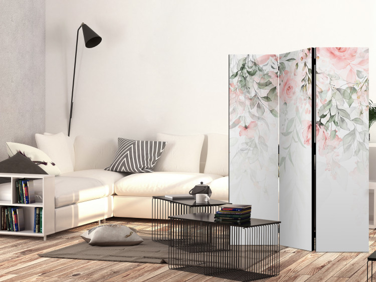 Room Divider Screen Rose Waterfall - First Variant (3-piece) - Flowers amidst plants 136168 additionalImage 2