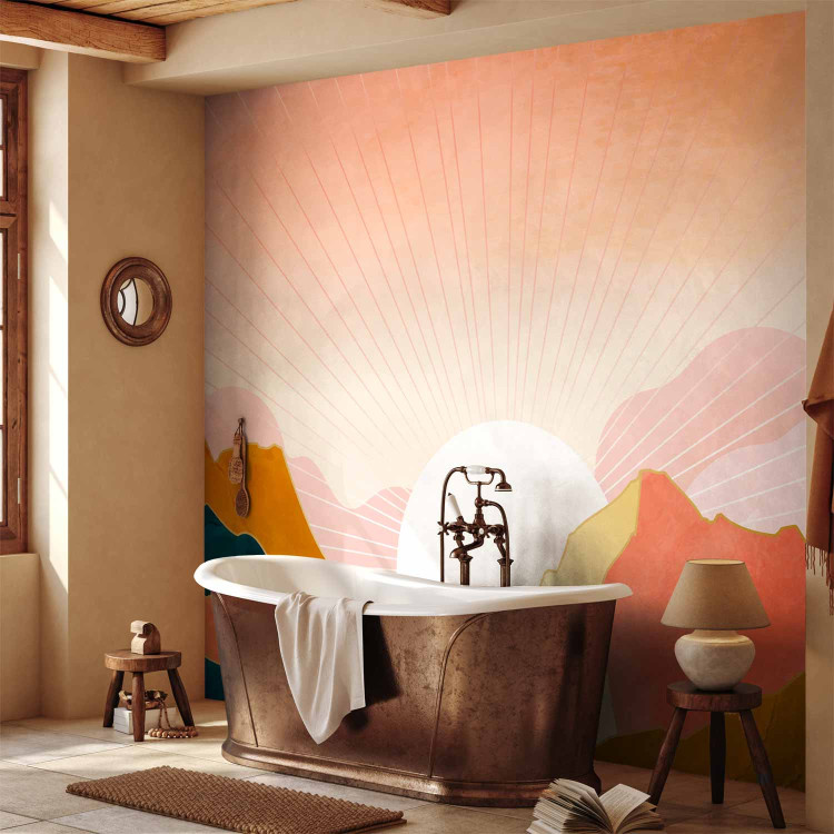 Wall Mural Sunny landscape - sunrise over mountains in pink tones 137468 additionalImage 8