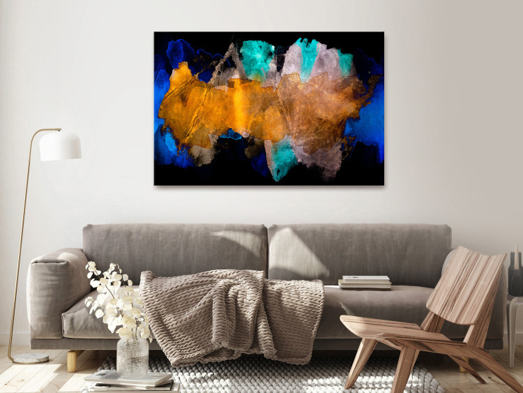 Canvas Print Amber Abstraction (1-piece) - colorful spots on a black background 143868 additionalImage 3