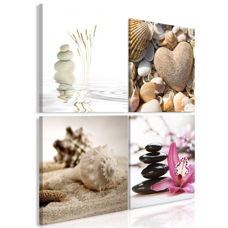 Canvas Art Print Summer Memories (4-piece) - beach scenes and stones in Zen style 145168 additionalImage 2