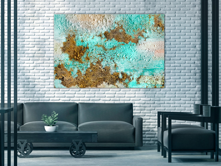 Canvas Print Turquoise Structures (1-piece) - irregular abstraction 146568 additionalImage 3