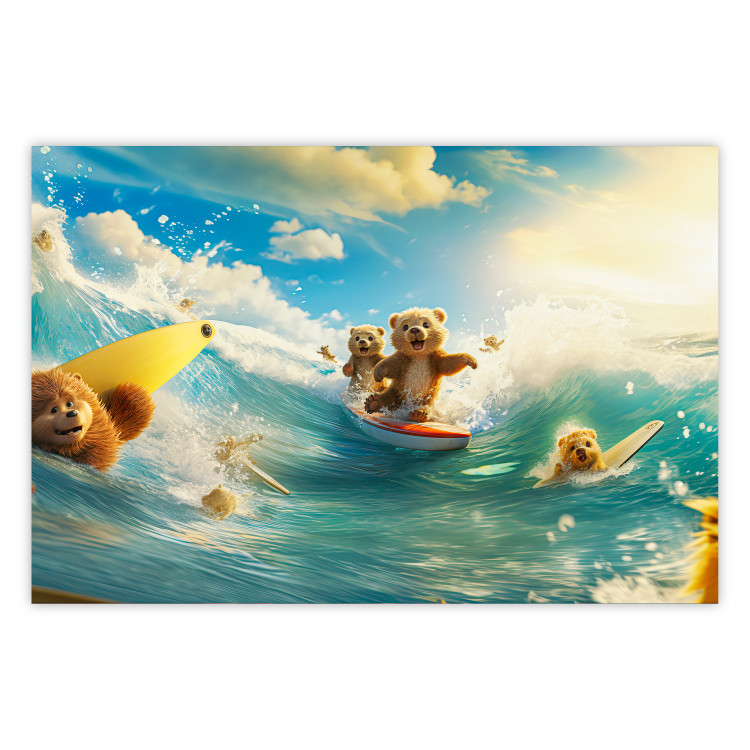Wall Poster Floating Bears - Summer Vacation Time Spent Surfing the Waves 151568