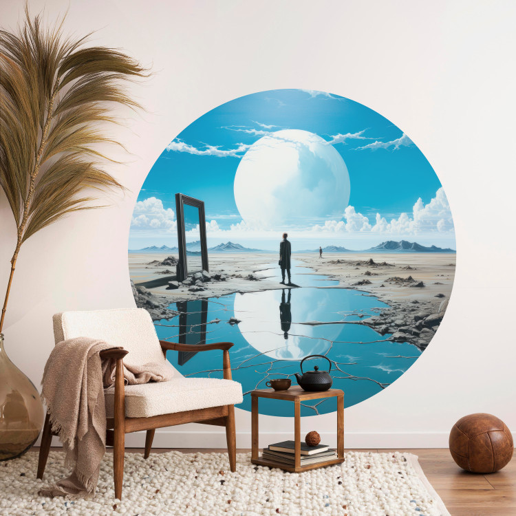 Round wallpaper Mirror Impressions - A Lone Figure Reflected in the Water Mirror 151668 additionalImage 2