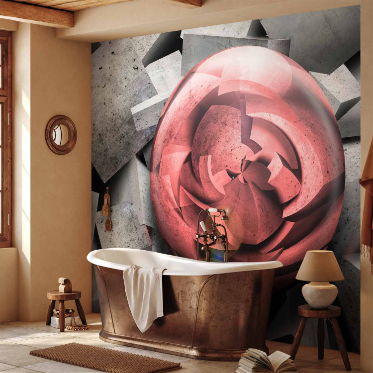 Photo Wallpaper Abstract Rose - Background with Pieces of Gray Stone and Red Sphere 60968 additionalImage 8