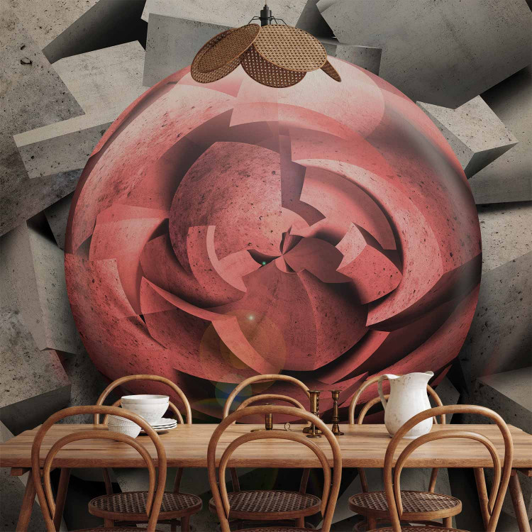 Photo Wallpaper Abstract Rose - Background with Pieces of Gray Stone and Red Sphere 60968 additionalImage 4