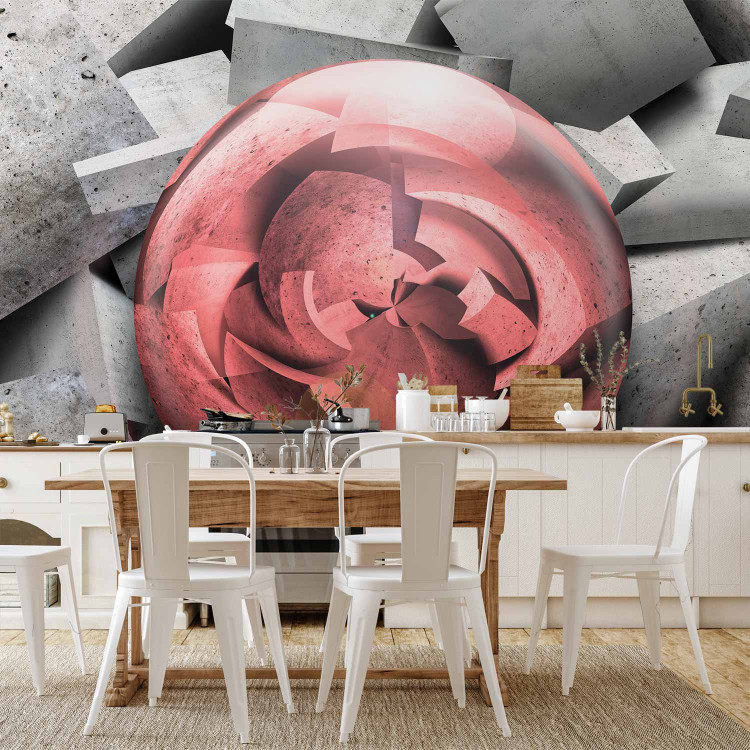 Photo Wallpaper Abstract Rose - Background with Pieces of Gray Stone and Red Sphere 60968 additionalImage 6