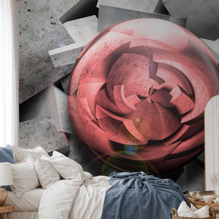 Photo Wallpaper Abstract Rose - Background with Pieces of Gray Stone and Red Sphere 60968 additionalImage 2