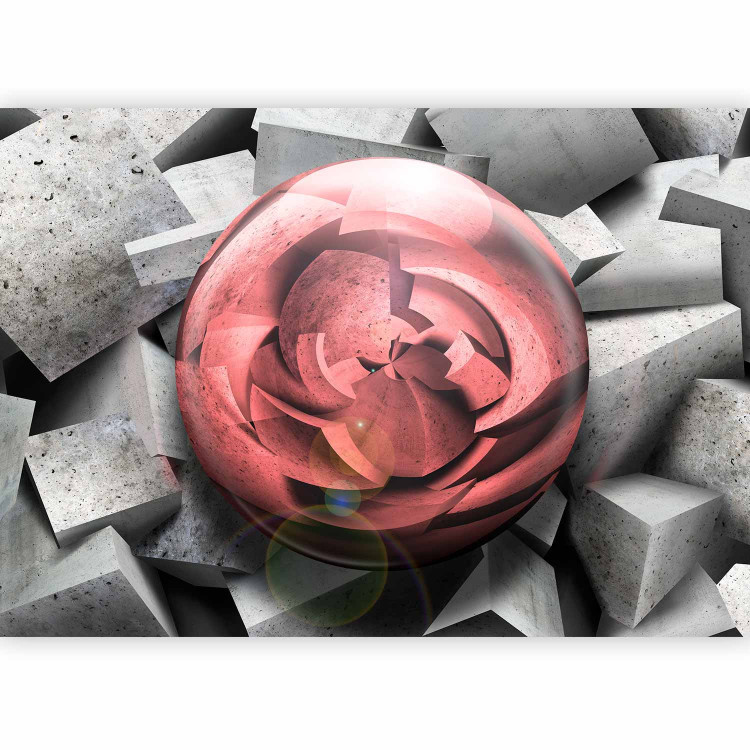 Photo Wallpaper Abstract Rose - Background with Pieces of Gray Stone and Red Sphere 60968 additionalImage 5