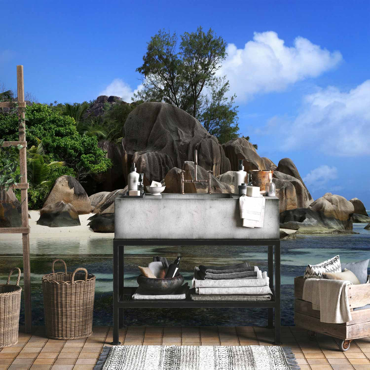 Photo Wallpaper Seychelles - Landscape with a Rocky Island Surrounded by Beach and Tranquil Water 61668 additionalImage 8