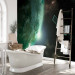 Wall Mural Universe - cosmic landscape with stars, green Earth, and a satellite 64568 additionalThumb 8