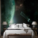 Wall Mural Universe - cosmic landscape with stars, green Earth, and a satellite 64568 additionalThumb 2