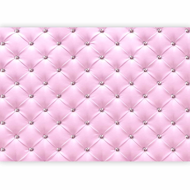 Wall Mural Pink lady - textured pink leather background with quilting and diamonds 89968 additionalImage 1