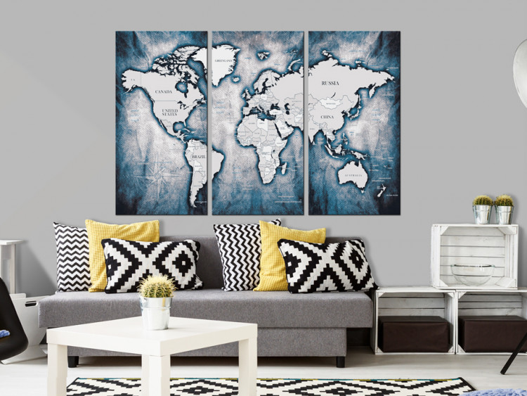 Canvas Print World Map: Ink Triptych 91868 additionalImage 3
