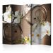 Room Divider Trust II - orchid flower on a background of metal and bronze ornaments 95668
