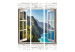 Room Divider Screen Seaside Hills - stone texture window with a view of mountains and sea 95968 additionalThumb 3