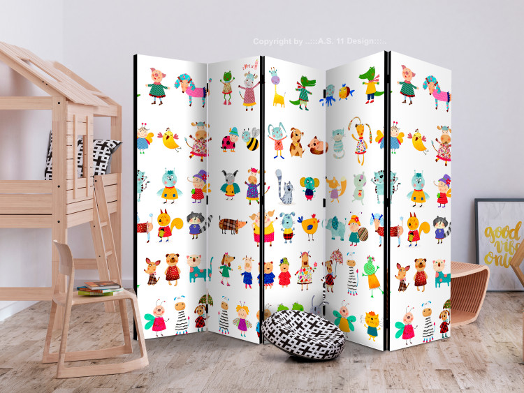 Room Divider Cartoon Animals II - colorful drawn animals on a white background 113878 additionalImage 4