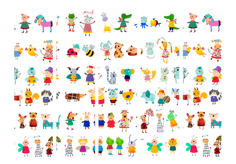 Room Divider Cartoon Animals II - colorful drawn animals on a white background 113878 additionalImage 3