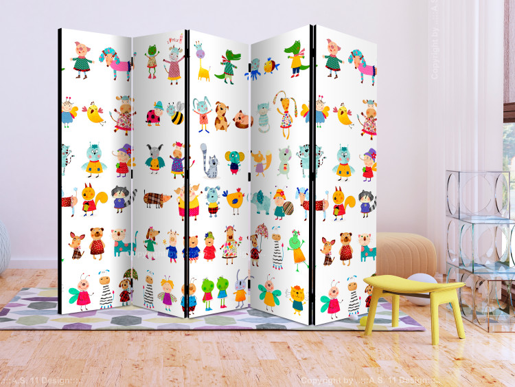 Room Divider Cartoon Animals II - colorful drawn animals on a white background 113878 additionalImage 2