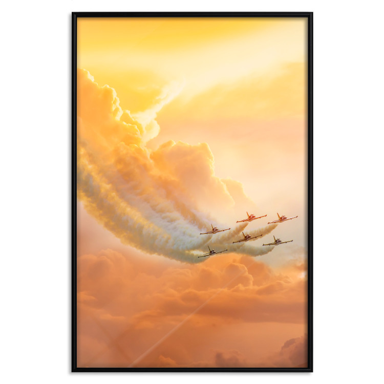 Poster Airplanes in Clouds - Flight amidst thick clouds and orange sky 114378 additionalImage 24