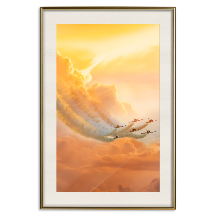 Poster Airplanes in Clouds - Flight amidst thick clouds and orange sky 114378 additionalImage 19