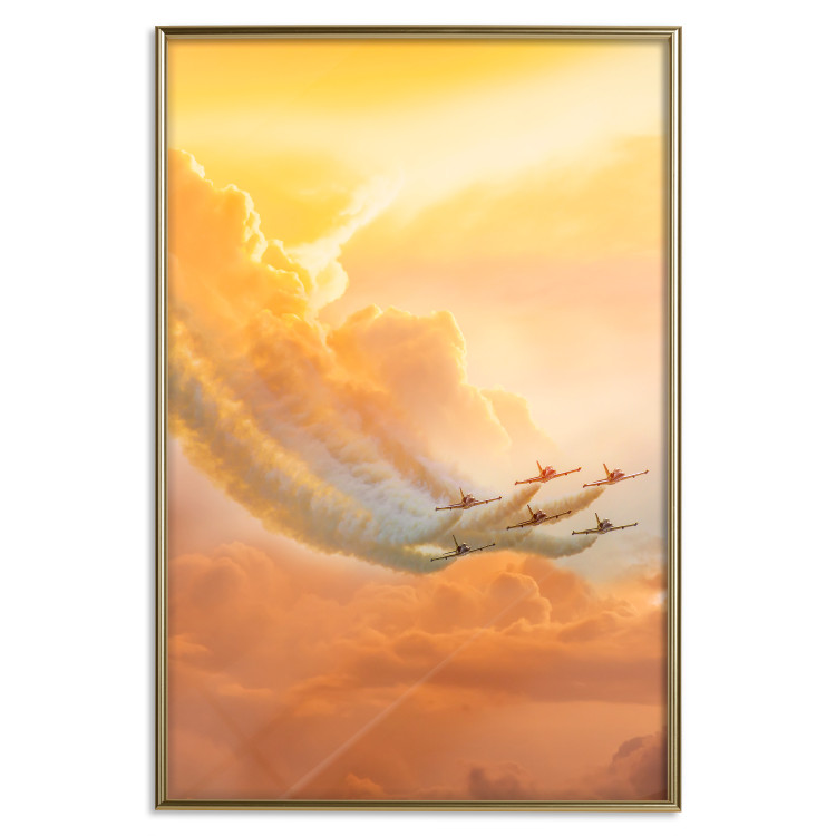 Poster Airplanes in Clouds - Flight amidst thick clouds and orange sky 114378 additionalImage 20