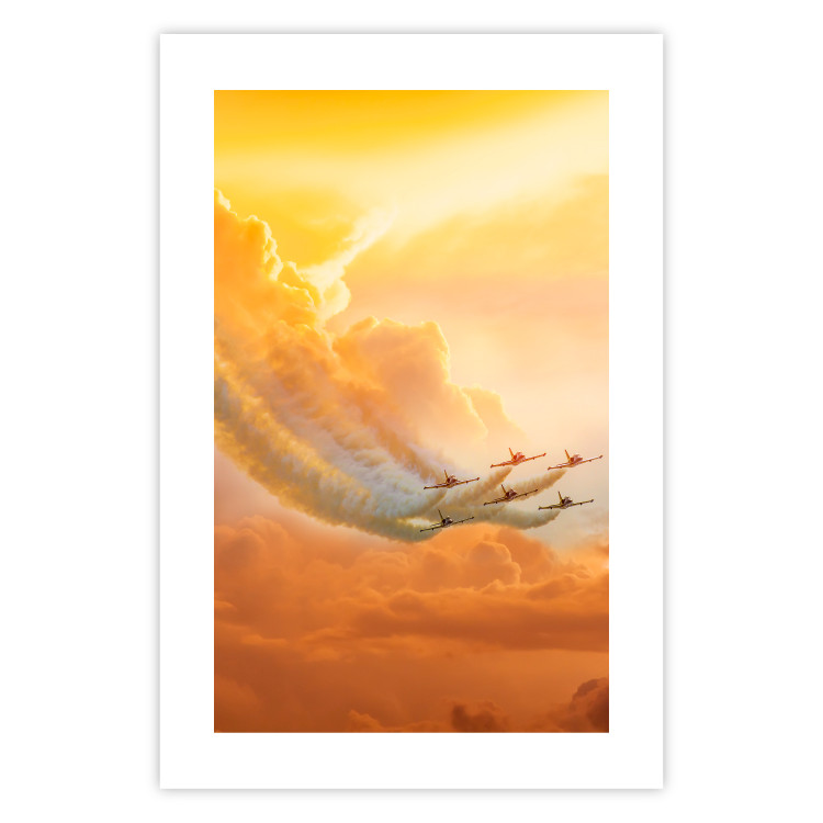 Poster Airplanes in Clouds - Flight amidst thick clouds and orange sky 114378 additionalImage 25