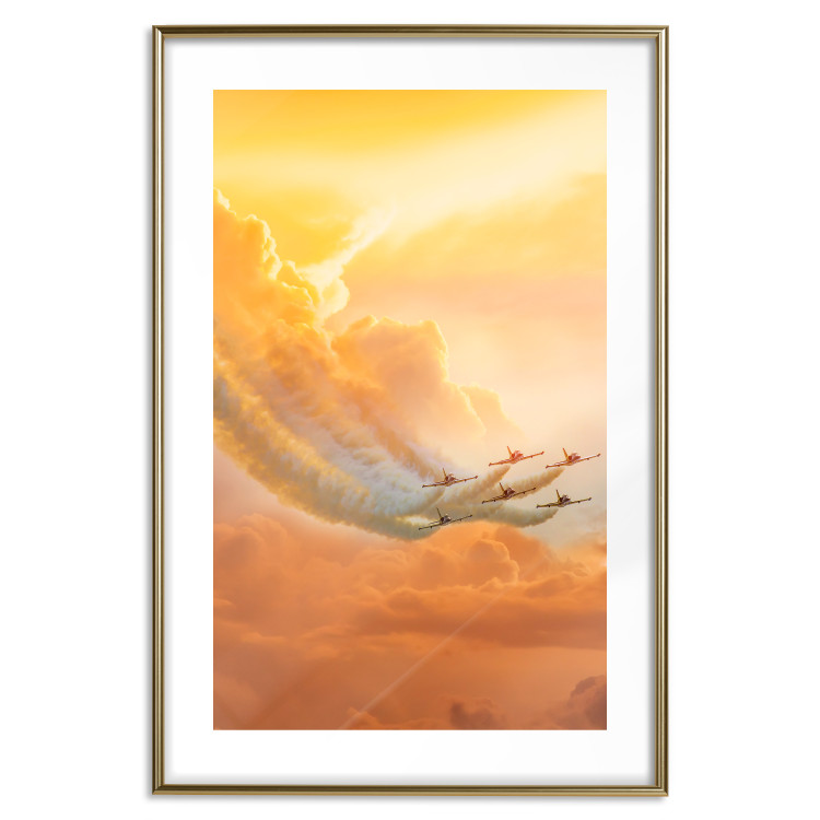 Poster Airplanes in Clouds - Flight amidst thick clouds and orange sky 114378 additionalImage 16