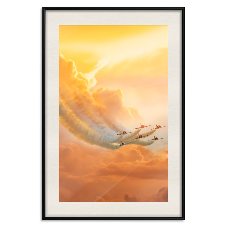 Poster Airplanes in Clouds - Flight amidst thick clouds and orange sky 114378 additionalImage 18