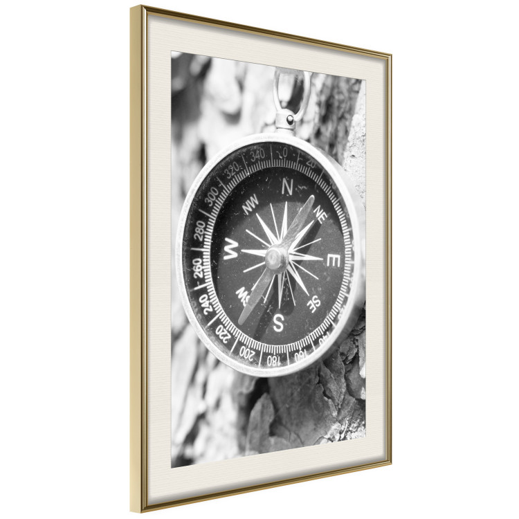 Wall Poster Black and white compass - rocks and a compass pointing the right direction 114878 additionalImage 2