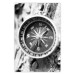Wall Poster Black and white compass - rocks and a compass pointing the right direction 114878
