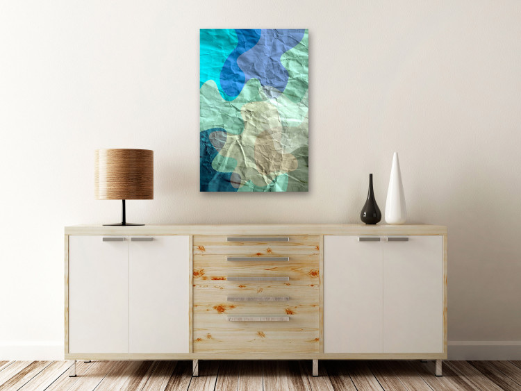 Canvas Art Print Sea turquoise - abstract stains on the background of crumpled paper 122278 additionalImage 3