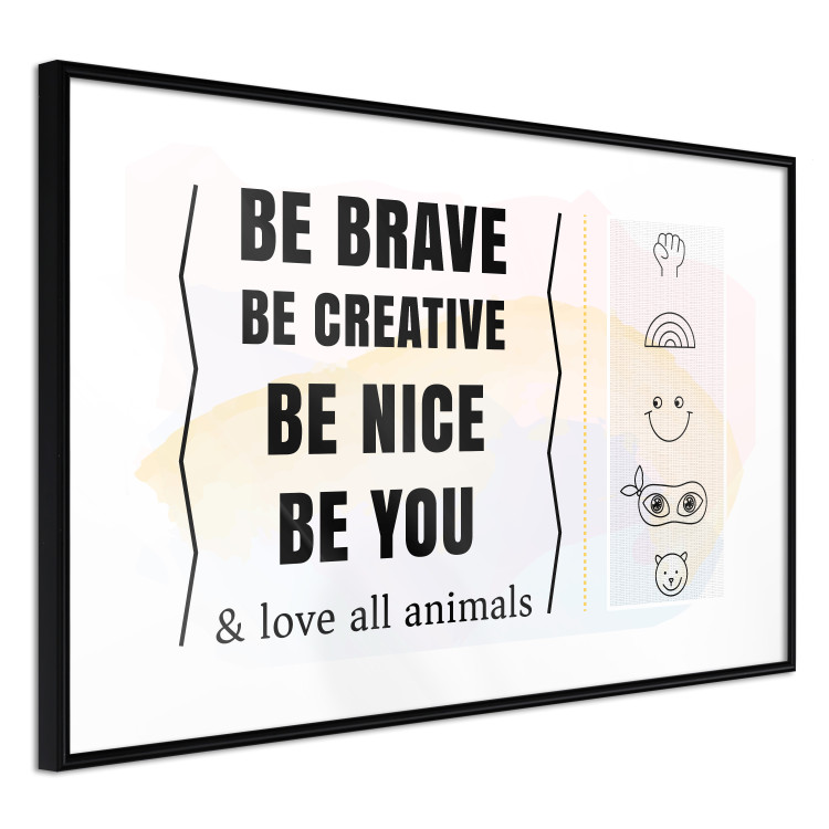 Poster Be Yourself - black English texts and small emojis on a white background 122778 additionalImage 11