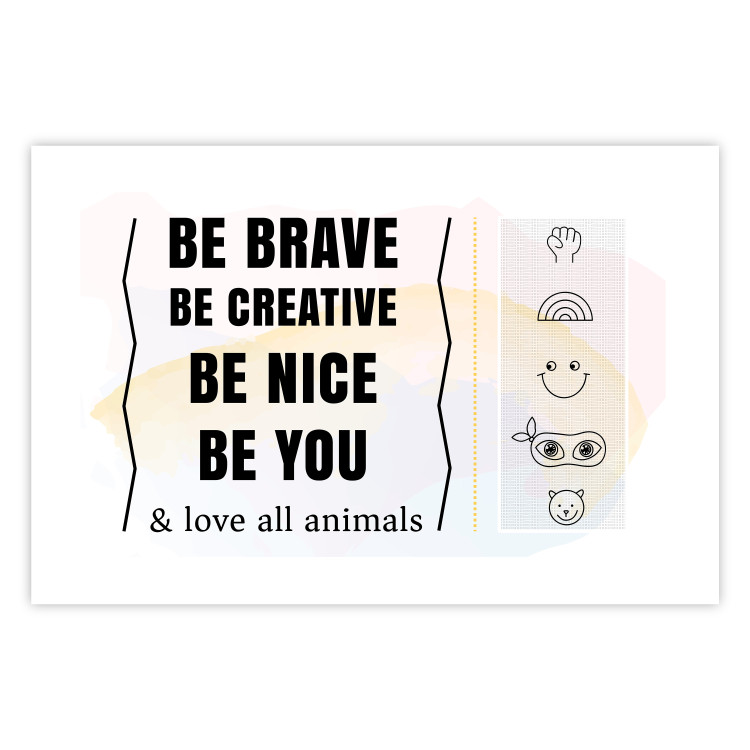 Poster Be Yourself - black English texts and small emojis on a white background 122778 additionalImage 19