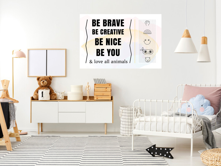 Poster Be Yourself - black English texts and small emojis on a white background 122778 additionalImage 23