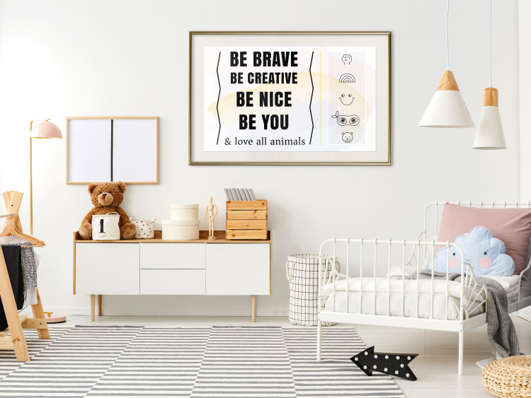 Poster Be Yourself - black English texts and small emojis on a white background 122778 additionalImage 21