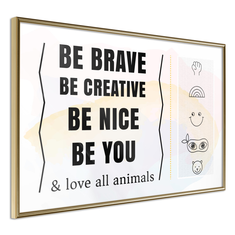 Poster Be Yourself - black English texts and small emojis on a white background 122778 additionalImage 14