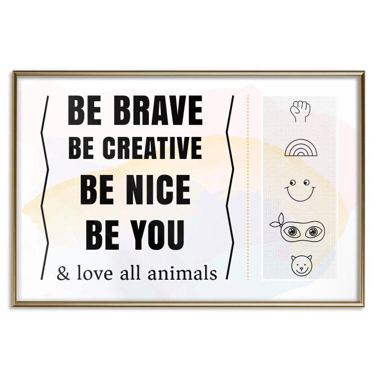 Poster Be Yourself - black English texts and small emojis on a white background 122778 additionalImage 16