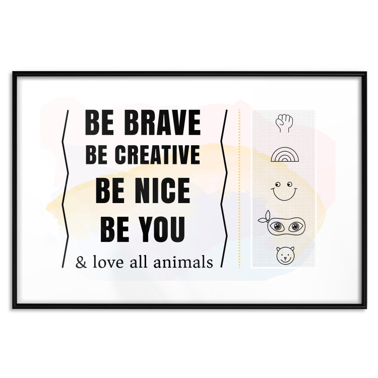 Poster Be Yourself - black English texts and small emojis on a white background 122778 additionalImage 15