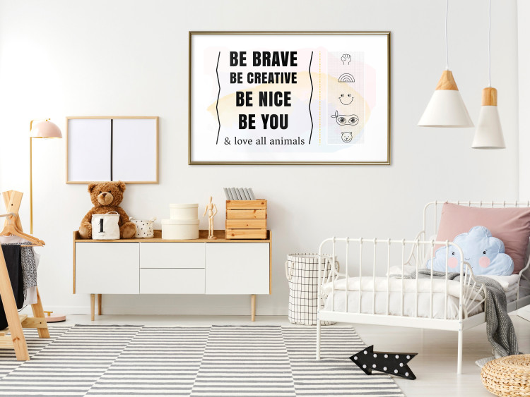 Poster Be Yourself - black English texts and small emojis on a white background 122778 additionalImage 13