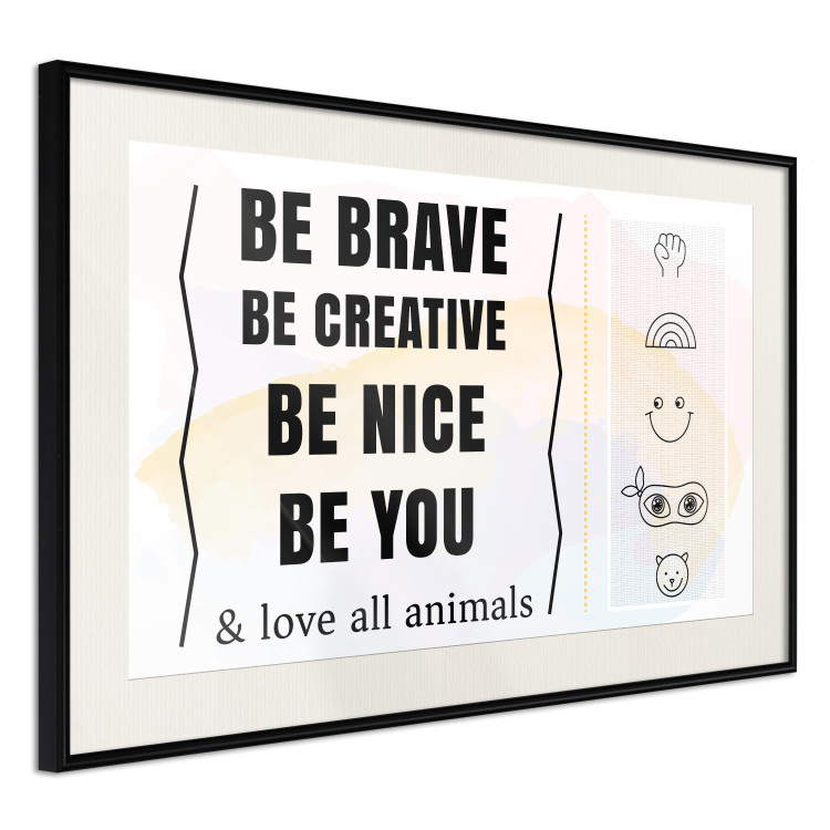 Poster Be Yourself - black English texts and small emojis on a white background 122778 additionalImage 3