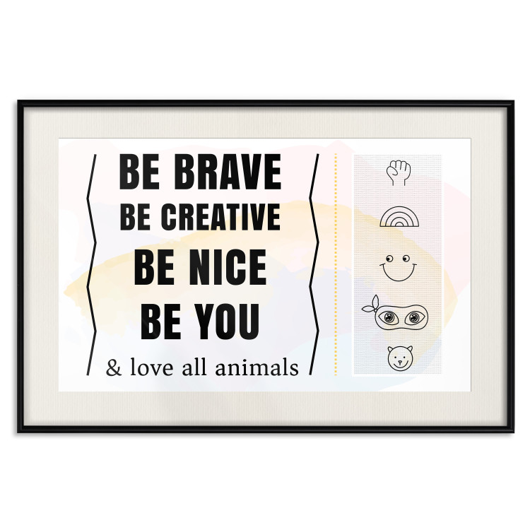 Poster Be Yourself - black English texts and small emojis on a white background 122778 additionalImage 18