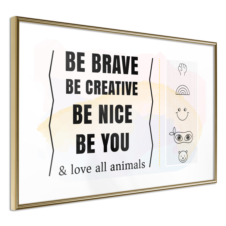 Poster Be Yourself - black English texts and small emojis on a white background 122778 additionalImage 6