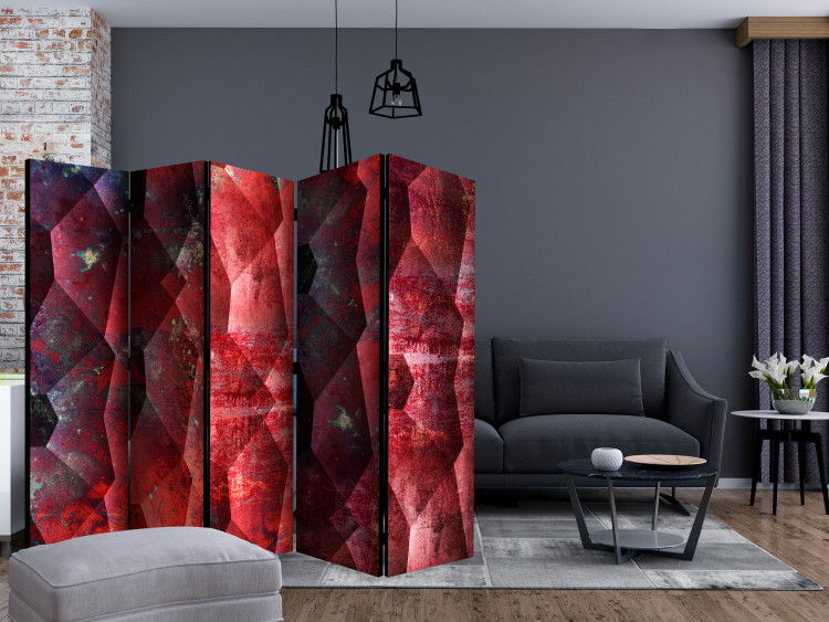 Room Divider Purple Relief II - texture of red geometric abstraction 122978 additionalImage 4